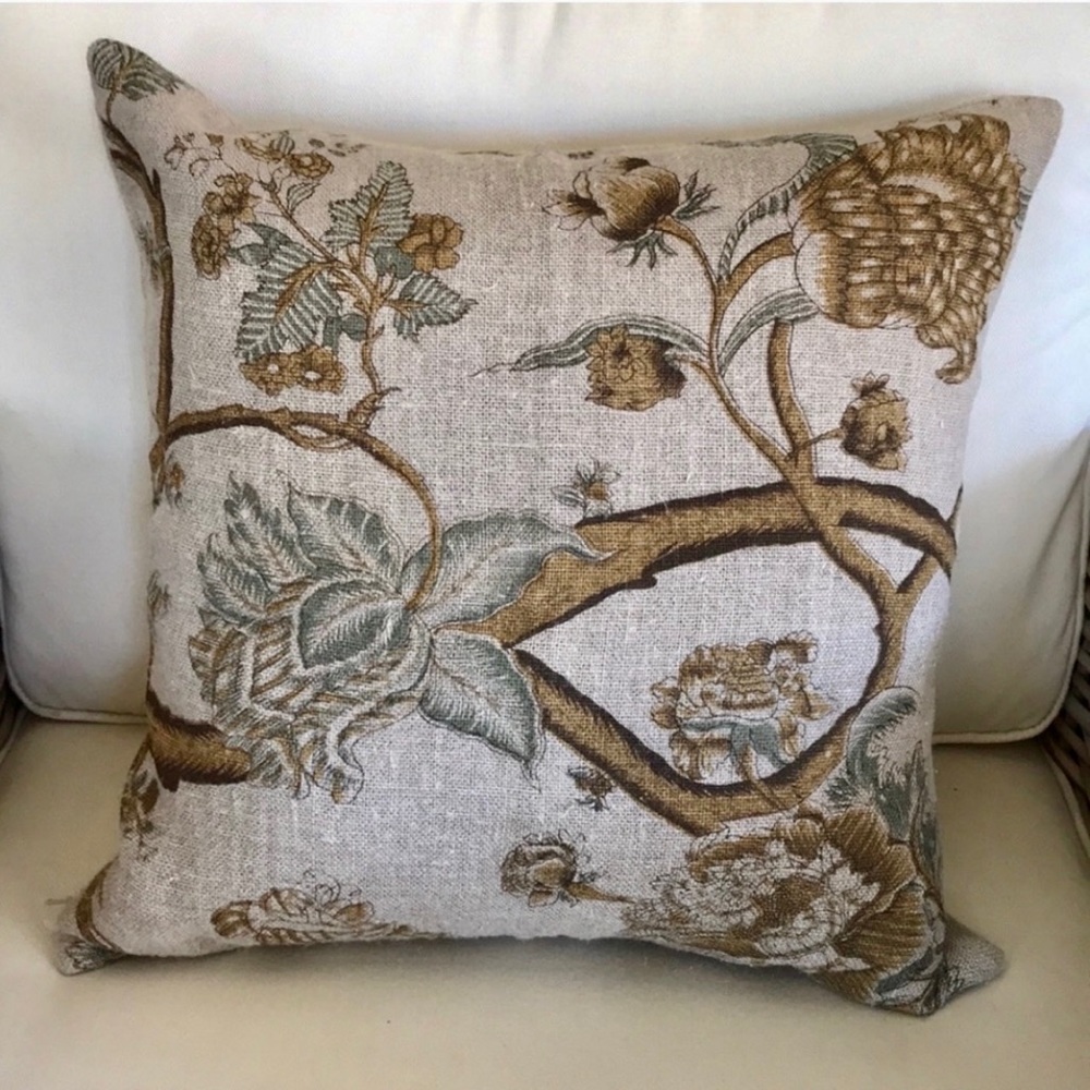 Pottery Barn Beautiful Flax Linen Botanical Pillow Cover Pair New 🍂
